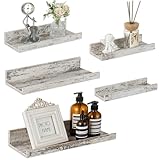 Walasis Rustic Shelves Wall-Mounted Distressed White - Farmhouse Wall Shelves 15.8 inch Wood Wall Decor Decorative Small Floating Ledge Shelf for Bedroom Living Room