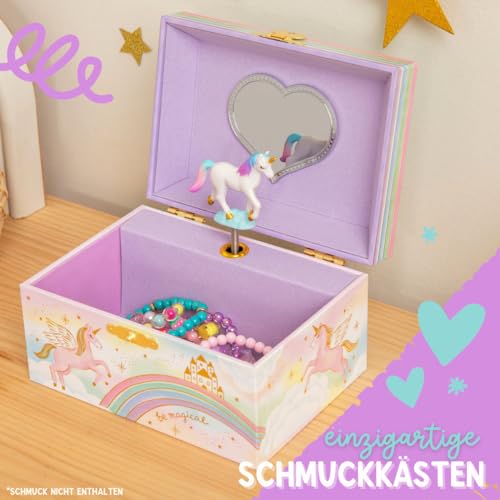 Musikalisches Schmuckkästchen für Kinder – Kinderspieluhr mit drehendem Einhorn, Einhorn-Geburtstagsgeschenke für kleine Mädchen, 15,2 x 11,8 x 8,9 cm – Alter 3–10