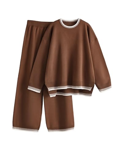 Ensemble de détente chic Lentta : pull en tricot manches longues et pantalon large de voyage