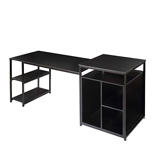 Merax Computer Desk With Shelves And Organizers Storage For Work, Pc/Laptop Workstation, 71 Inch Long Large, Black Table #TOP7