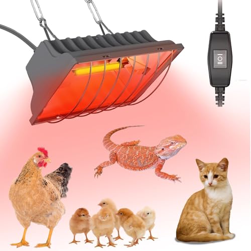 GIFANK Chicken Coop Heater Lamp 250W Winter Hanging Heat Lamp for Chickens Incubators Temperature Adjustable Chicken Brooder Heating Lamp Chicken Heaters for Dog Kennel Poultry House
