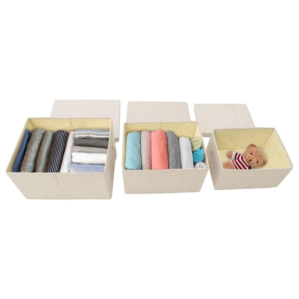 3-teiliges faltbares Aufbewahrungsboxen Set aus strapazierfähigem Stoff mit Griffen, platzsparend zusammenfaltbar, ideal für Spielzeug, Schals, Socken und Bücher