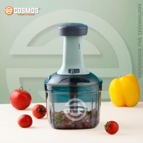 Image of E-COSMOS Food Chopper Manual Hand Press Push Chopper with 4 Blades for Effortless Chopping Vegetables & Fruits (Pista Square (900ml)