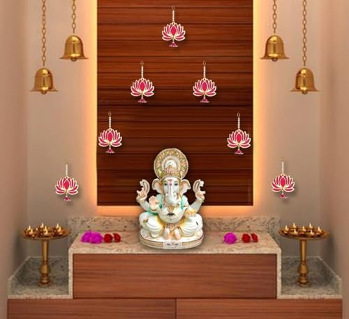 Image of BindianLotus Hanging Pack of 10 for Home Decor, Wall Hanging for Living Room, Pooja Room Items, Mandir Accessories, Main Door Accent, Diwali Festival Decoration, Housewarming Gift