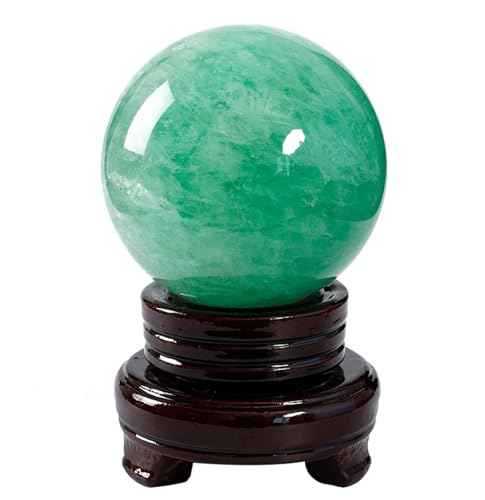 Crystal Decor Green Fluorite Ball with Stand Polished Divination Decorative Sphere Stone Photography Quartz,12cm/4.7in Gemstone 
