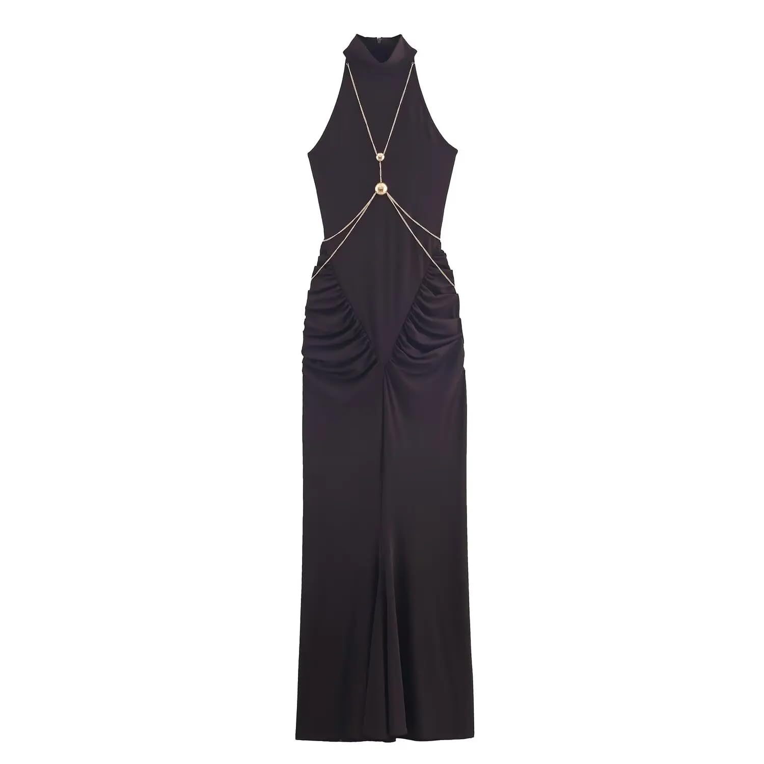 Vestido de Cuello Halter para Mujeres Otoño, Invierno sin Mangas Elegantes Vestidos de Chaleco Largo para Mujeres de Noche