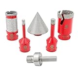 kit de 4 trépans diamantés norton Paquet comprend-----6 pièces forets 6/8/35mm; 1 pièce 50mm mèches chanfrein biseautées; 1 pièce 25mm foret fraise; 1 pièce adaptateur hexagonal