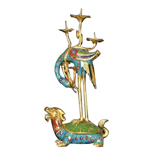 LONDAEE Adorno de plataforma de cera de tortuga dorada Cloisonn é de cobre puro