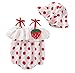Jimmackey Pagliaccetto Neonata Estivo Bimba Body Neonato Senza Manica Tutina Neonato Fragole Stampa Tutina + Cappello