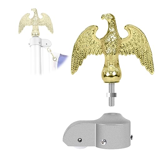 NQ 7'' Aluminum Alloy Flagpole Eagle Finial Topper Ornament and Flagpole Truck with Nylon Pulley - Fit for 1.6