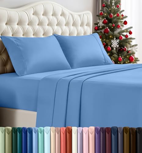 Utopia Bedding Queen Sheet Set – 4 Piece Bed Sheets for Queen Size Bed, Soft and Breathable Microfiber, Includes 1 Fitted Sheet, 1 Flat Sheet and 2 Pillowcases (Dutch Blue)