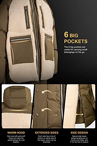 Orolay Women's Sherpa Jacket Thickened Puffer Down Coat Fuzzy Fleece Jacket Apple Cinnamon M #TOP4