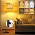 Fortand Floor Lamp with 3 Color Temperatures for Living Room Bedroom Office, Arc Modern Standing Lamp Tall Bright Corner Floor Lamp with Shade, Stepless Adjustable 3000K-6500K Colors, 9W LED Bulb