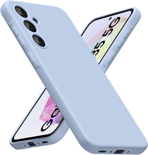 Image of DIZORO Microfiber Candy Case for Samsung A35 5G Smooth Touch Cushion Liquid Soft Silicone Gel Rubber Phone Cases Non-Slip Full Body Protective Shockproof Back Cover -Sierra Blue