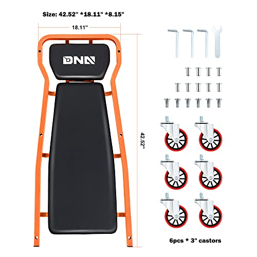 Dna Motoring Tools-00272 Rolling Car Creeper With 3-Leves Adjustable Headrest & 6 Casters,300Lbs Max Weight Capacity,Orange #TOP1