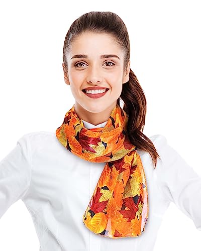 CBC Crown Autumn Fall Leaves Leaf Pattern Silky Feel Scarf 13"x60" or 35"x35"3