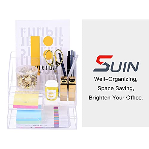 Premium Acrylic Desk-Organizer for Office/School Supplies, Desk Pen Holder for Pens/Pencils/Sticky note/Notebooks and Desk Accessories