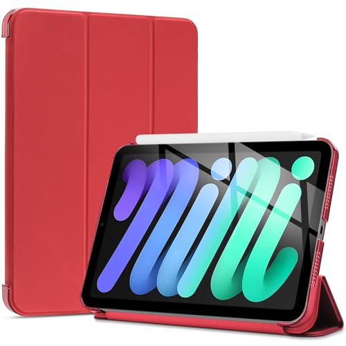 ProCase Smart Case for iPad mini 7 A17 Pro 2024/iPad Mini 6 2021 8.3 Inch iPad mini 7th/6th Gen, Hard Back Cover for iPad mini 8.3" 7th Gen A2995/A2996/A2993/6th Gen A2567 A2568 A2569 -Red
