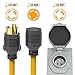 30 Amp Generator Cord and Power Inlet Box (Pre-Drilled) Waterproof Kit, 25 Feet Nema L14 30p Generator Extension Cord with L14-30P to L14-30R Twist Lock Cord Plug for Outdoor Use,125/250 Volts