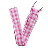 Goodlace 1 Inch Wide Fantastic Flat Checkered Shoelaces Fabric Ribbon Plaid Shoe Laces for Sneaker Sport Shoes 47/55 Inch (No.18 Pink, 47In/120cm)