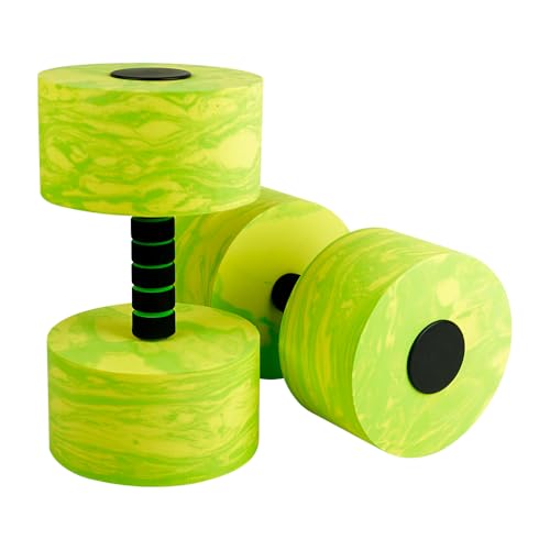 Water Dumbbells for Pool Exercise Set of 2, Aquatic Fitness Weights for Water Aerobics Swimming, Floatation Dumbbells for Low-Impact Training (Circle - Camouflage green)