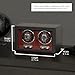 ROTHWELL Double Watch Winder for Automatic Watches with Quiet Motor with Multiple Speeds and Rotation Settings (Black/Red)