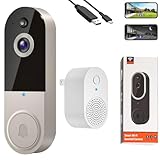 jiwseni The Smarter Way to Protect Your Home,1080p Smart Wireless Video Doorbell Camera Chime,Ai Motion Detection,Night Vision,Two-Way Audio (T50 Beige)