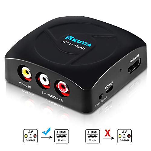 RCA to HDMI Converter, AV to HDMI, KUYIA 1080P Component Composite to HDMI