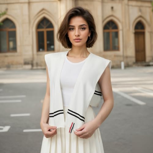 Image of WaJuemy Sweater Shawl Wraps for Women Sweater Knitted Knotted Shawls Travel Casual Scarf Cape Shoulder Tops Fashion Wrap