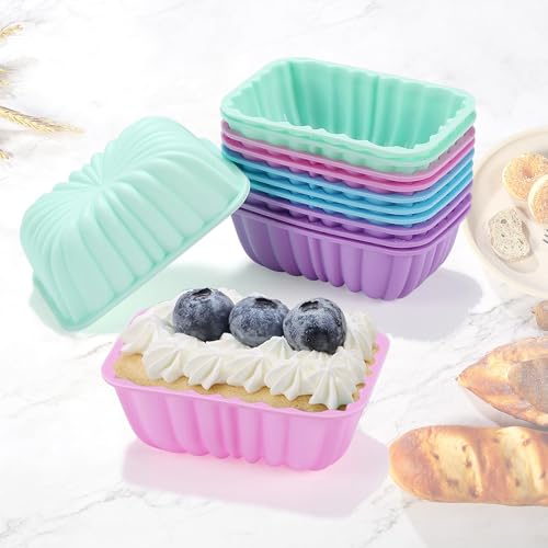 To encounter 44 Pieces Silicone Round Cake Pans, Metal Framed Heat Resistant Baking Pans Set, Nonstick Silicone Mold for Muffin, Brownie, Bread, with Measuring Cups and Spoons, Light Grey