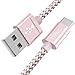 USB TYPE C Cable, Snowkids 6.6Ft(2M) Nylon Braided Cable USB C to USB Fast Charging Cord for LG G5/V20,Nexus 5X/6P,Google Pixel XL,HTC 10,OnePlus 2 3,Macbook 12" Lumia 950 (Rose Gold)