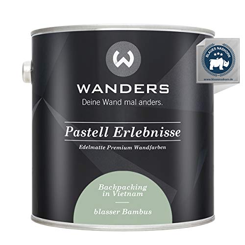 Wanders Pastell Erlebnisse 2,5L - Blasser Bambus/Helles Grüngrau - Edelmatte Wandfarbe! Küchenmöbellack und Möbelfarbe. Kreidefarbe für Holz & mehr. Hohe Deckkraft, schnell trocknend