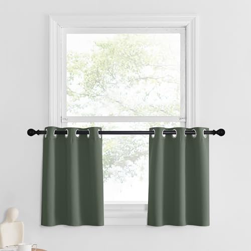 NICETOWN Valances for Windows - Farmhouse Short Curtain Valance 24 inch Long for Bathroom Kitchen, Small Window Curtains for Christmas Bedroom, Living