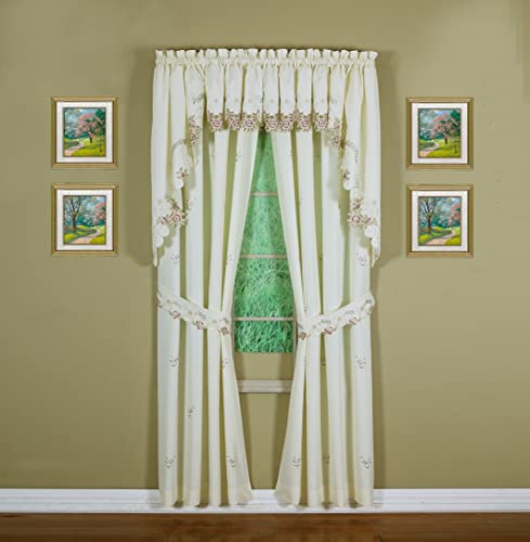 Today's Curtain Verona Reverse Embroidery Swag, 38", Ecru/Rose #TOP3