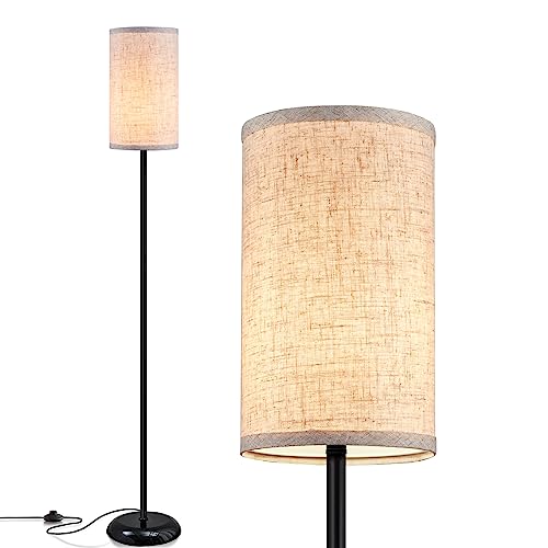 Floor Lamp 66 Inch, Modern Standing Lamp Tall Lamp With Drum Fabric Shade, Simple Design Floor Lamp For Living Room Bedroom Office, Corner Tall Stand Up Lamp, Led Bulb Not Included #TOP7
