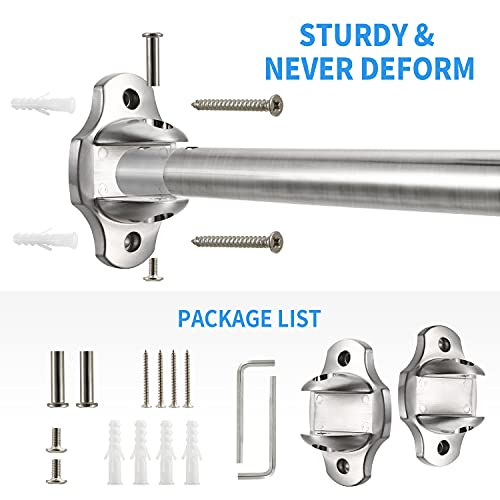TENOVEL Adjustable Curved Shower Curtain Rod, 50-72 Inches Shower Curtain Rods for Bathroom, Expandable Stainless Steel Shower Curtain Bar Telescoping Design Customized for Bath, Brushed Nickel