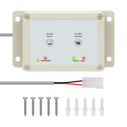Image of 36387 RV Toilet Switch Panel, Wall Switch with Dual Flush Mode, Auto-Clean, LED Water Indicator, Compatible with Double Button Style Tecma Silence Plus 2006-Present for RV & Marine