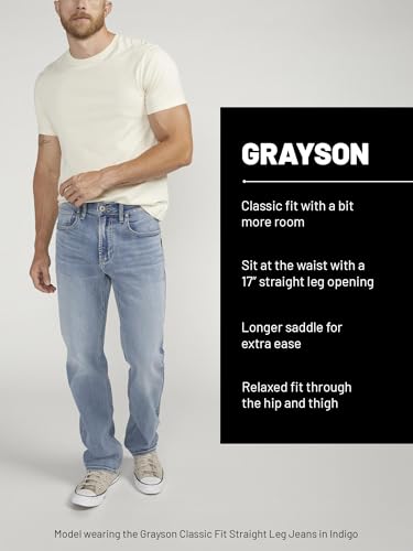 Silver Jeans Co. Men's Grayson Classic Fit Straight Leg Jeans, Knit Flex, 32W x 32L4