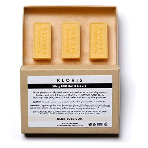 KLORIS 50mg CBD Bath Melts, Ylang Ylang Scented, 3-Pack, Luxury Bathing Gift, de-Stress and Relaxation Cover