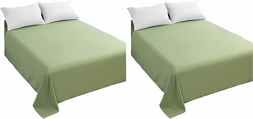 Sfoothome Paquete de 2 sábanas superiores, colección Premium 1500 ultrasuaves, resistentes a las arrugas, fácil cuidado (individual, verde salvia)