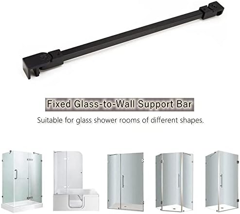Matte Black Stainless Steel Wall-to-Glass Support Bar Support Arm for 1/4" 5/16" 3/8", or 6mm 8mm 10mm Glass for Fixed Frameless Shower Glass Panel (40cm)