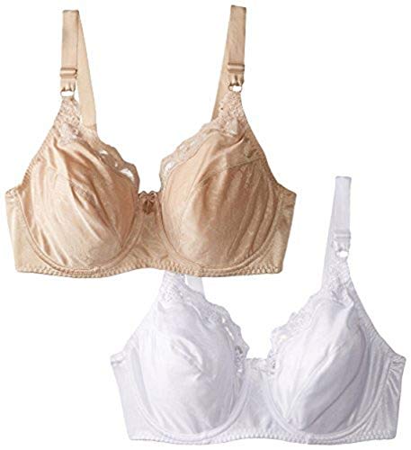 Hanes Women's Lace Trim Underwire Bra 2-PackWhite/Nude, 38D