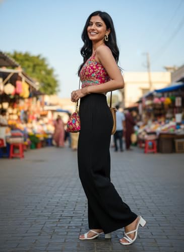 Image of Women Trouser||Women's Four-Season Pants with Drawstring, Comfortable Wide-Leg Loose Fit Casual Fashion Trousers (P-08-11)