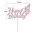 Happy Birthday Cake Topper, 2nd Birthday Cake Topper, Number 2 Butterfly Theme Cake Topper for Baby Birthday Cake Party Decorations