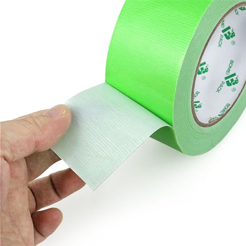 BOMEI PACK Grünes Panzertape Wasserfest 50 mm x 30 m - 2 Rollen hellgrün Panzertape Gewebeklebeband - Gewebeband - Panzerband Extra Stark - Duct Tape - Wasserdichtes Klebeband