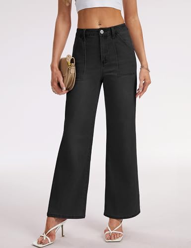 YUCOLEN Wide Leg Jeans for Women High Waisted Straight Leg Jeans Stretchy Denim Pants Baggy with Patch Pockets 20254