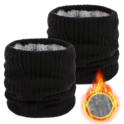 Winter Fleece Neck Warmer Mens Ski Mask Face Warmer Neck Gaiter Neck Scarf Women Thick Windproof 2 Pack