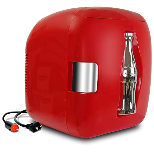 Coca-Cola Heritage Portable 12 Can Mini Fridge Retro Compact Thermoelectric Beverage Cooler for Home Office Dorm Travel Car Office Bedroom Dorm Room Skincare Snacks