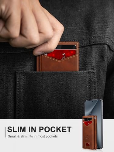 Image of Wallet for Men Slim Leather Wallets for 9-13 Cards, RFID Blocking Thin Card Holder Wallet with ID Window & Stretchable Cash Slot, Minimalist Bifold Small Wallet for Front Pocket, Birthday Gift for Men