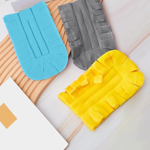 Image of Zubebe 12 Pcs Reusable Duster Refills Fleece,Yellow,Grey, Turq | Soft Polyester Fiber Flat Duster Refill Multi Surface Washable Cleaning Pad Tools for Home, Blinds, Car, Pet, Furniture, Fans